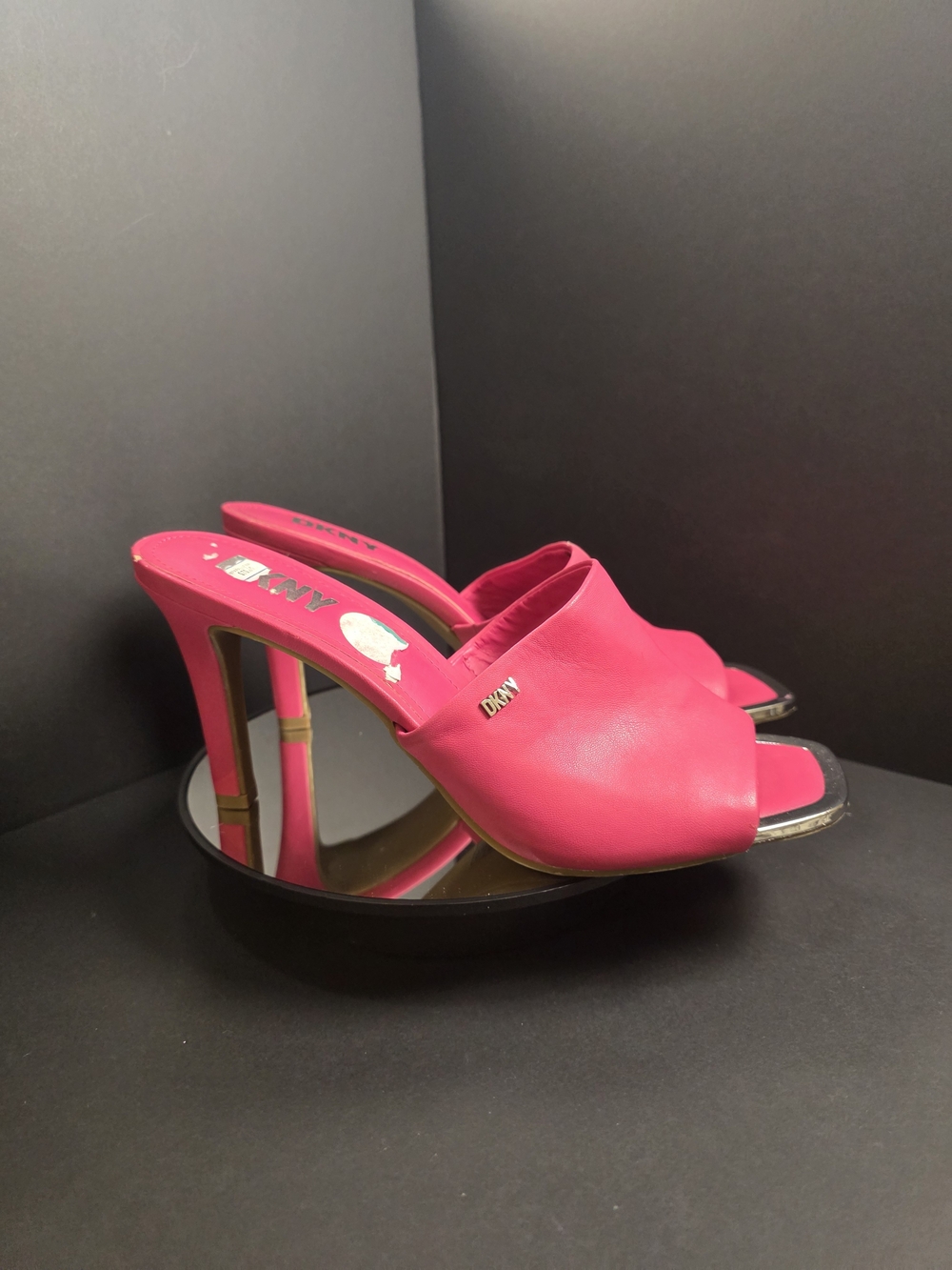 DKNY Women's Pink Open-Toe Slide Heels